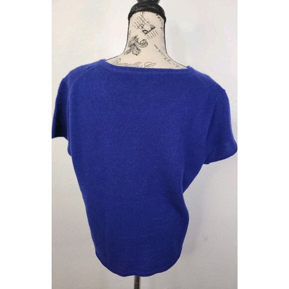 Premise Short Sleeves Pullover Top Sz XL 100% Cashmere Round Neck Violet - Picture 6 of 9